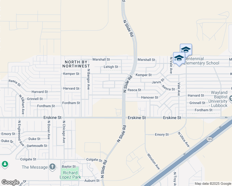 map of restaurants, bars, coffee shops, grocery stores, and more near 5210 Harvard Street in Lubbock