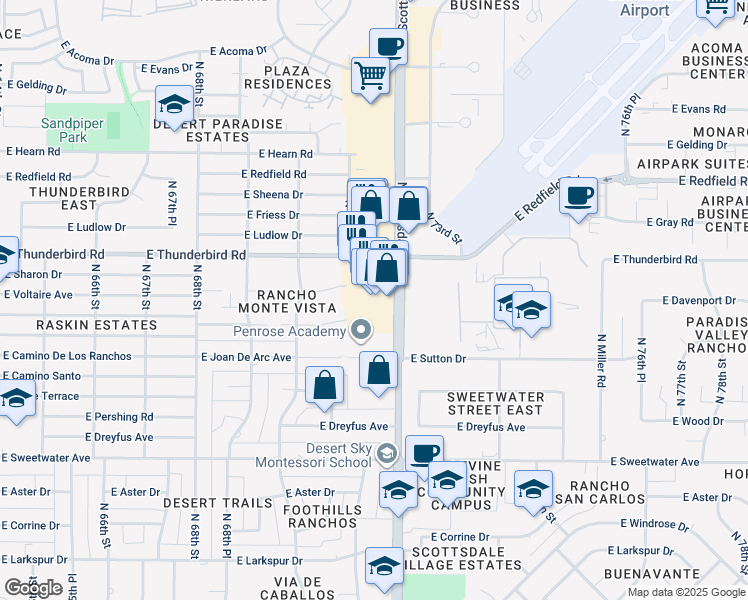 map of restaurants, bars, coffee shops, grocery stores, and more near 13610 North Scottsdale Road in Scottsdale