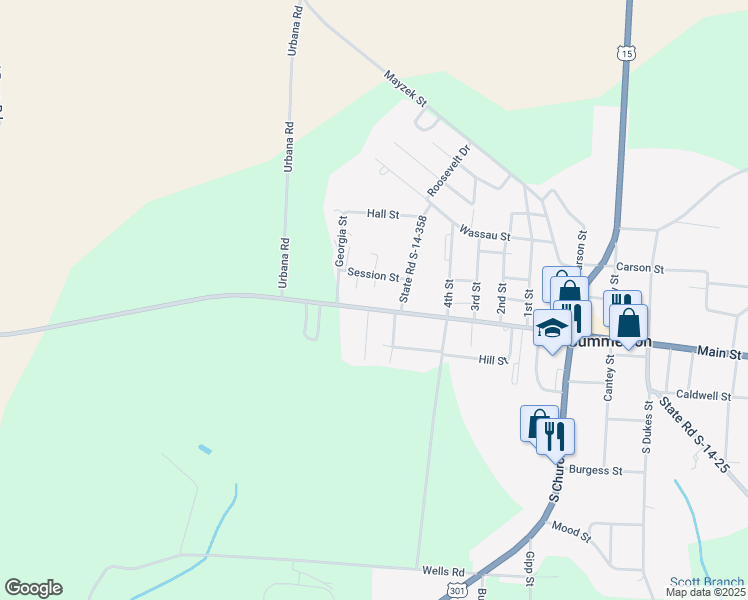 map of restaurants, bars, coffee shops, grocery stores, and more near 1469 Governor Richardson Road in Summerton