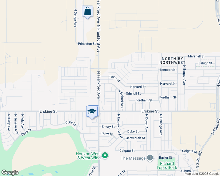map of restaurants, bars, coffee shops, grocery stores, and more near 5710 Grinnell Street in Lubbock