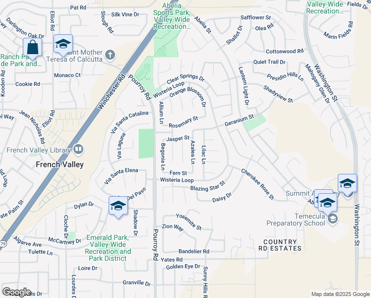map of restaurants, bars, coffee shops, grocery stores, and more near 35261 Golden Poppy Court in Winchester