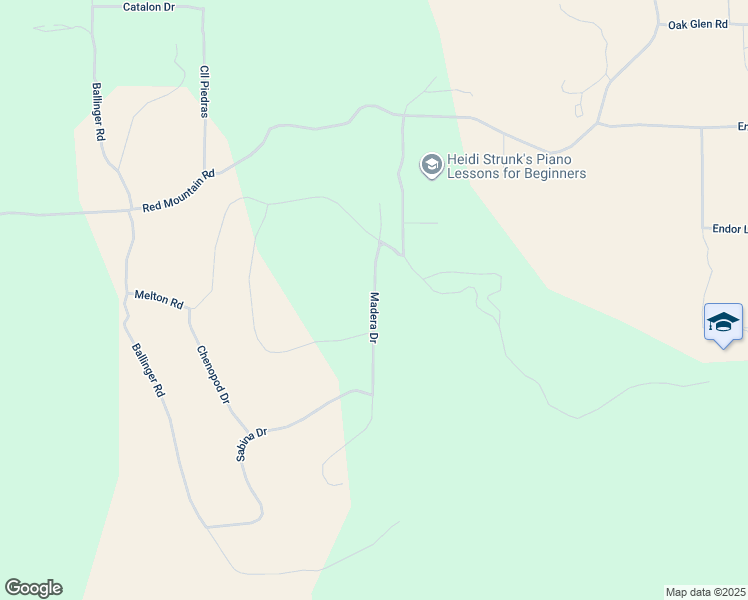 map of restaurants, bars, coffee shops, grocery stores, and more near Madera Drive in Riverside County