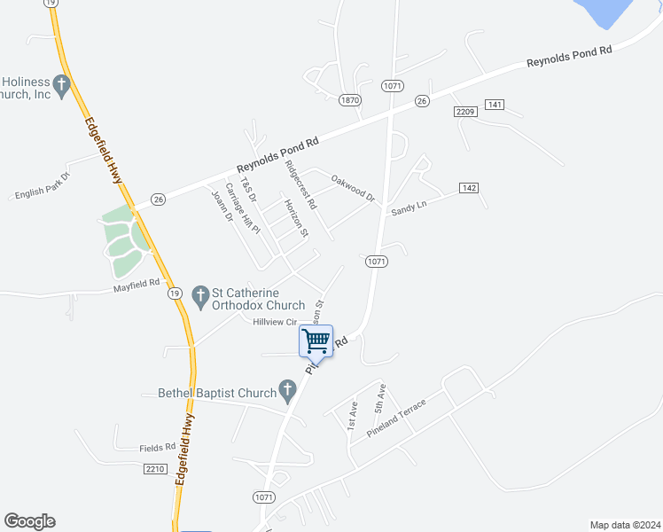 map of restaurants, bars, coffee shops, grocery stores, and more near 155 Robinson Street in Aiken