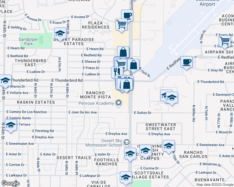 map of restaurants, bars, coffee shops, grocery stores, and more near 13610 North Scottsdale Road in Scottsdale