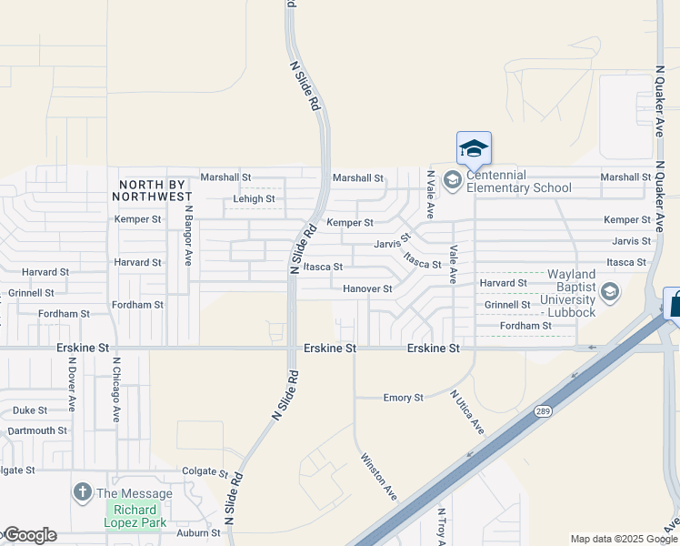 map of restaurants, bars, coffee shops, grocery stores, and more near 5103 Jarvis Street in Lubbock