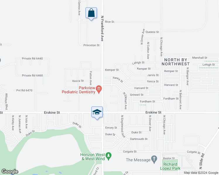 map of restaurants, bars, coffee shops, grocery stores, and more near 807 North Evanston Avenue in Lubbock