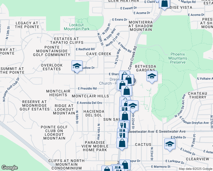 map of restaurants, bars, coffee shops, grocery stores, and more near 13725 North 20th Street in Phoenix
