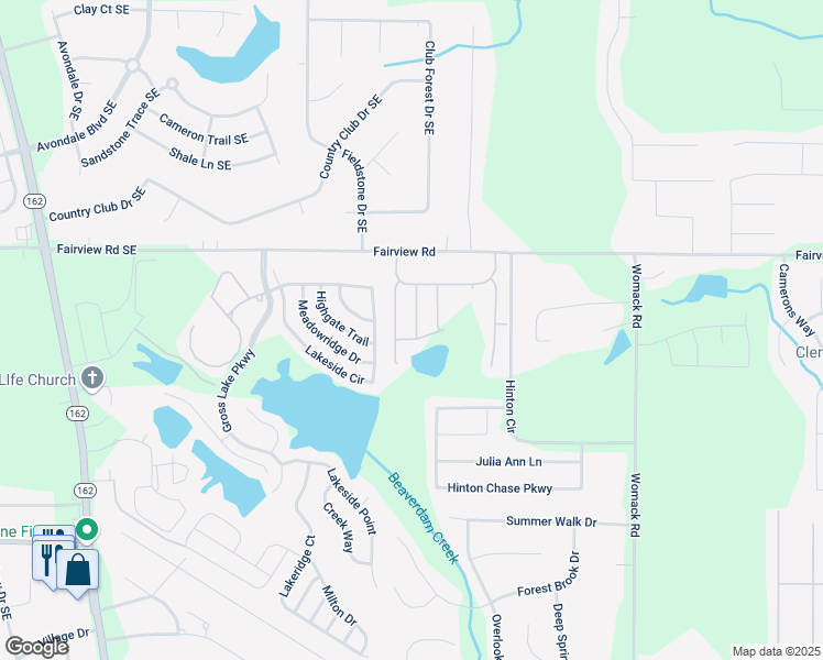 map of restaurants, bars, coffee shops, grocery stores, and more near 170 Chandler Trace in Covington