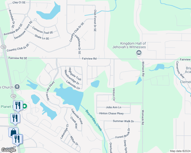 map of restaurants, bars, coffee shops, grocery stores, and more near 160 Chandler Circle in Covington
