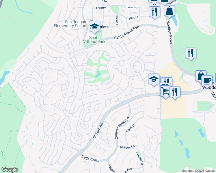 map of restaurants, bars, coffee shops, grocery stores, and more near 5476 Paseo Del Lago West in Laguna Woods