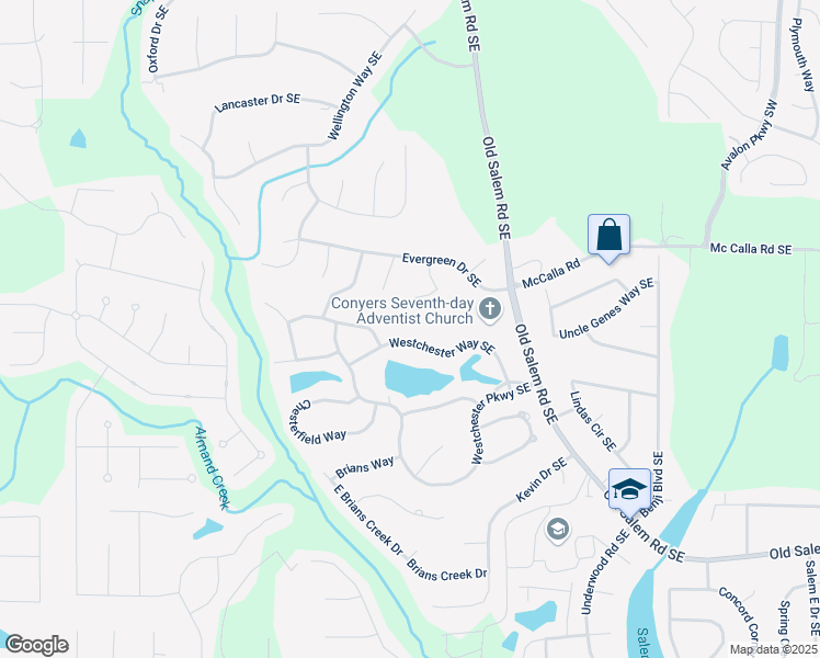 map of restaurants, bars, coffee shops, grocery stores, and more near 2139 Sableshire Way Southeast in Conyers