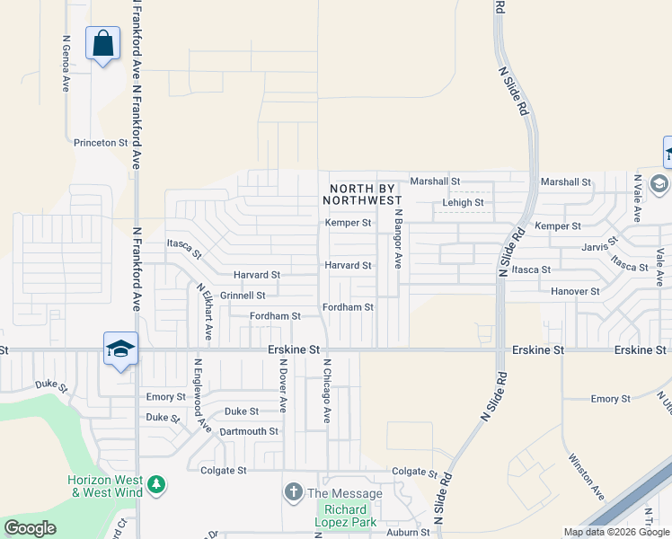 map of restaurants, bars, coffee shops, grocery stores, and more near 5417 Harvard Street in Lubbock