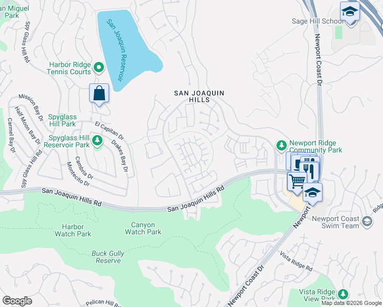 map of restaurants, bars, coffee shops, grocery stores, and more near 25 Lessay in Newport Beach