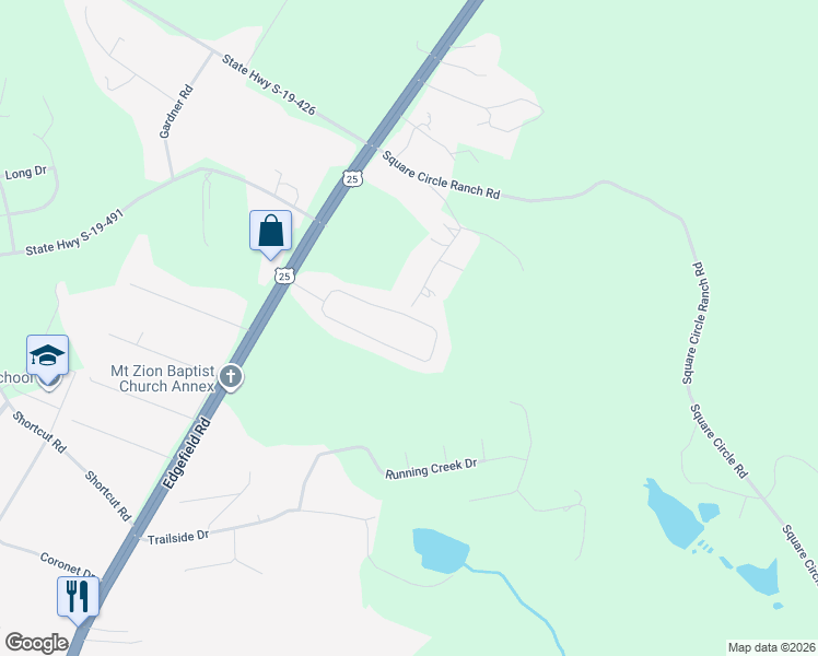 map of restaurants, bars, coffee shops, grocery stores, and more near 316 McDuffie Circle in North Augusta