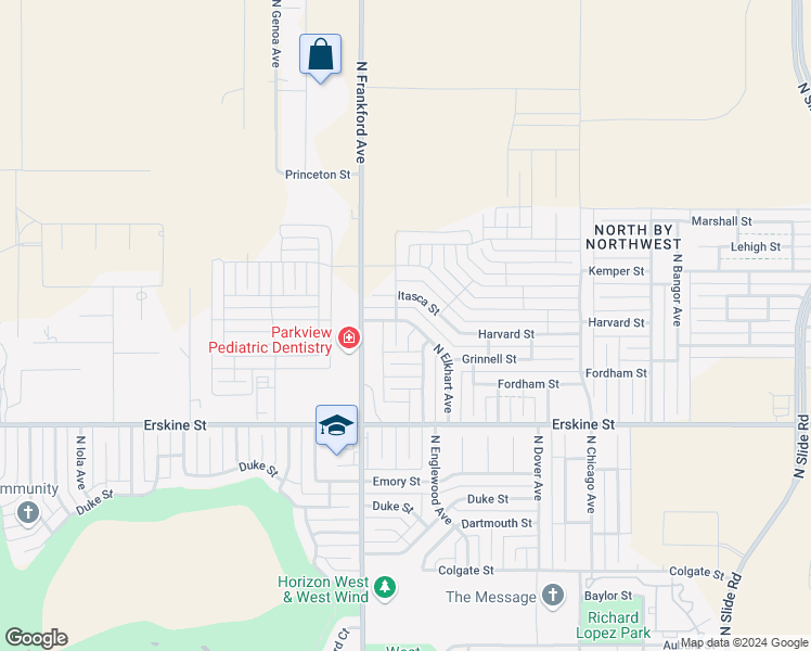 map of restaurants, bars, coffee shops, grocery stores, and more near 5702 Harvard Street in Lubbock