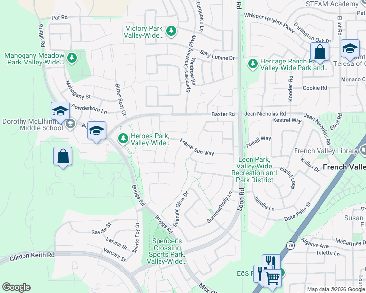 map of restaurants, bars, coffee shops, grocery stores, and more near 35135 Indian Grass Drive in Murrieta