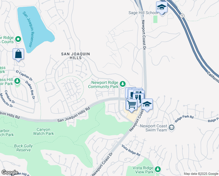 map of restaurants, bars, coffee shops, grocery stores, and more near 250 White Cap Lane in Newport Beach