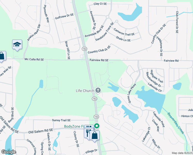 map of restaurants, bars, coffee shops, grocery stores, and more near 2012 Wyndham Place in Conyers