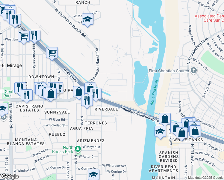 map of restaurants, bars, coffee shops, grocery stores, and more near 11618 West Boca Raton Road in El Mirage