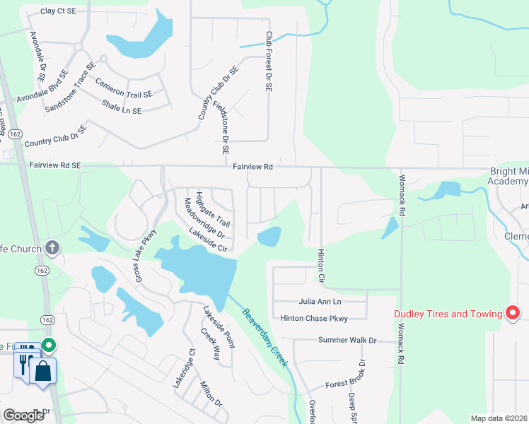 map of restaurants, bars, coffee shops, grocery stores, and more near 145 Chandler Trace in Covington