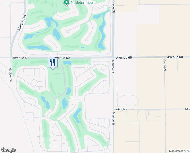map of restaurants, bars, coffee shops, grocery stores, and more near 81831 Brittlebush Lane in La Quinta