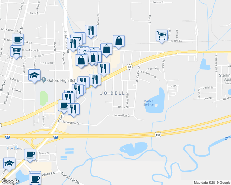 map of restaurants, bars, coffee shops, grocery stores, and more near 217 Lester Avenue in Oxford