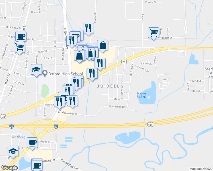 map of restaurants, bars, coffee shops, grocery stores, and more near 230 Lester Avenue in Oxford