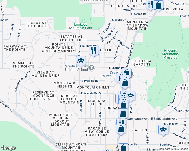 map of restaurants, bars, coffee shops, grocery stores, and more near 13620 North 19th Place in Phoenix