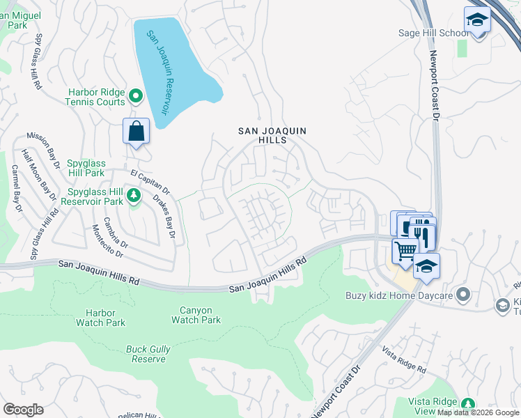 map of restaurants, bars, coffee shops, grocery stores, and more near 25 Lessay in Newport Beach