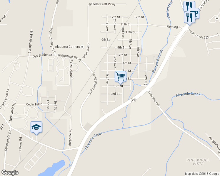 map of restaurants, bars, coffee shops, grocery stores, and more near 105 3rd St in Birmingham