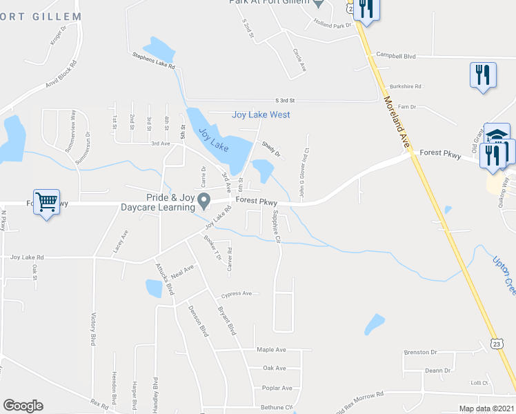 map of restaurants, bars, coffee shops, grocery stores, and more near 5315 Creekview Way in Morrow