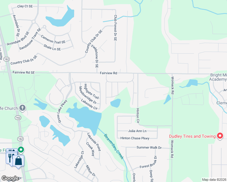 map of restaurants, bars, coffee shops, grocery stores, and more near 125 Chandler Trace in Covington