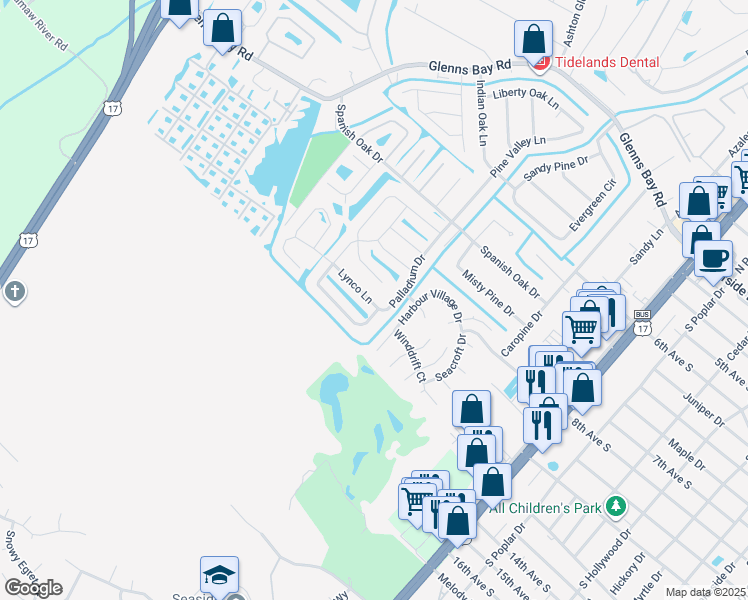 map of restaurants, bars, coffee shops, grocery stores, and more near 209 Lynco Lane in Myrtle Beach