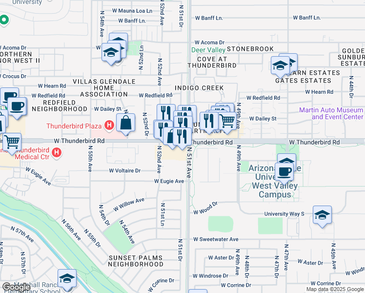 map of restaurants, bars, coffee shops, grocery stores, and more near in Phoenix