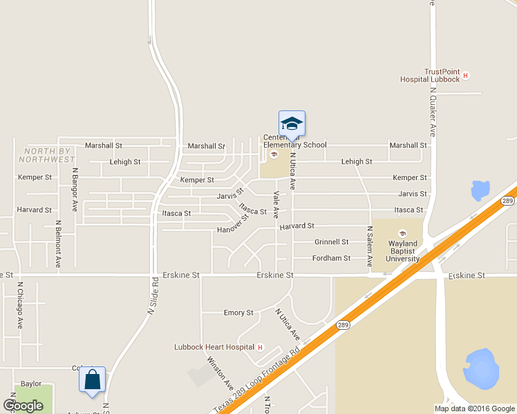 map of restaurants, bars, coffee shops, grocery stores, and more near 4910 Itasca Street in Lubbock