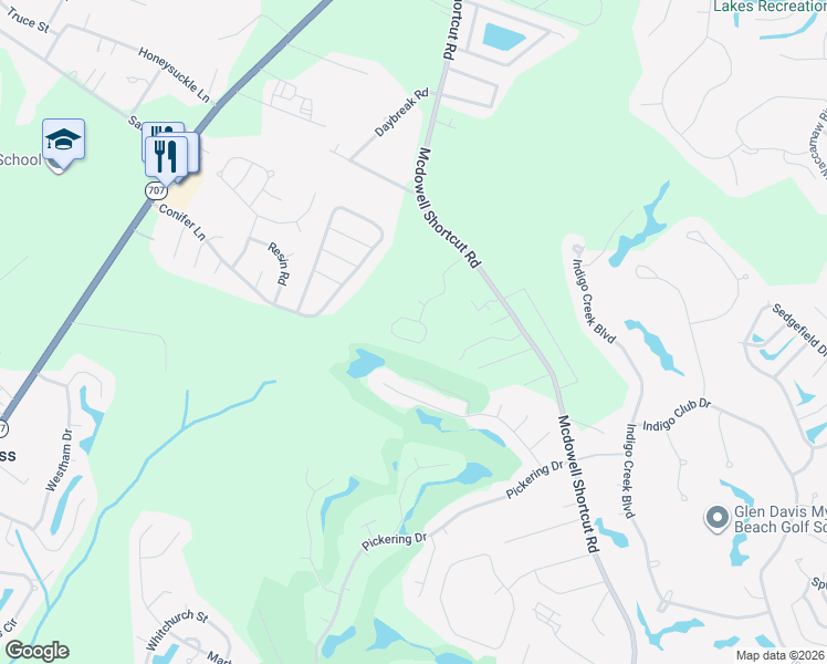map of restaurants, bars, coffee shops, grocery stores, and more near 10100 Mcdowell Shortcut Road in Murrells Inlet