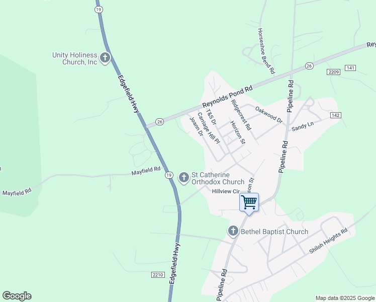 map of restaurants, bars, coffee shops, grocery stores, and more near 1026 Reynolds Pond Rd in Aiken
