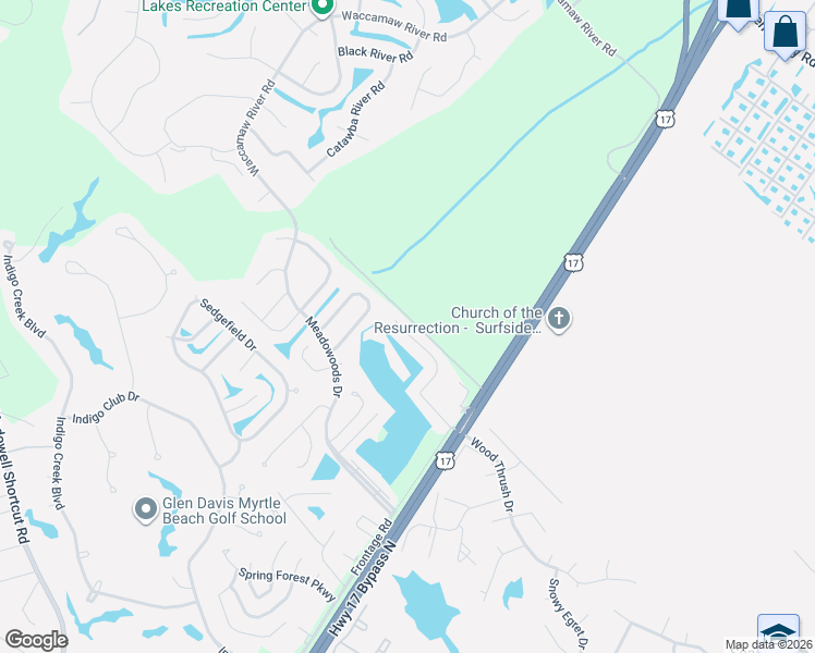 map of restaurants, bars, coffee shops, grocery stores, and more near 204 Heron Lake Court in Murrells Inlet