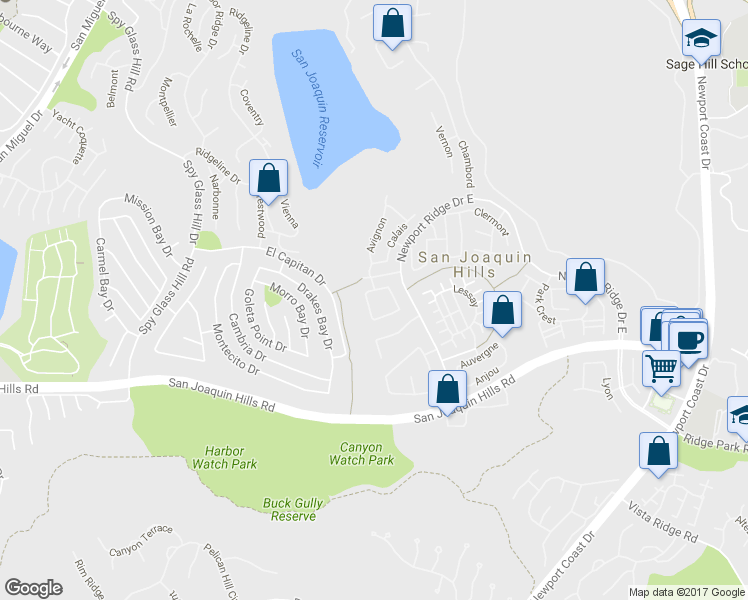 map of restaurants, bars, coffee shops, grocery stores, and more near 10 Sea Terrace in Newport Beach
