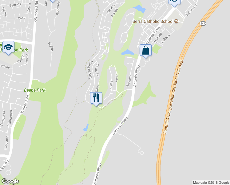 map of restaurants, bars, coffee shops, grocery stores, and more near 5 Rodaja in Rancho Santa Margarita