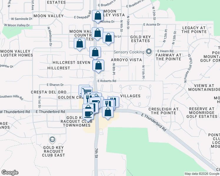 map of restaurants, bars, coffee shops, grocery stores, and more near 782 East Eugie Avenue in Phoenix