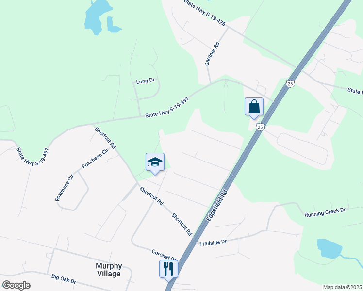 map of restaurants, bars, coffee shops, grocery stores, and more near 113 Pin Oak Drive in North Augusta