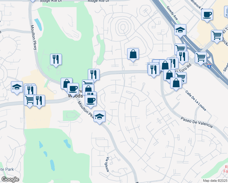 map of restaurants, bars, coffee shops, grocery stores, and more near 24171 Calle Aragon in Laguna Woods