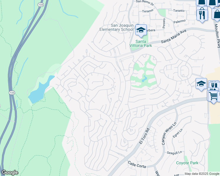 map of restaurants, bars, coffee shops, grocery stores, and more near 3370 Punta Alta in Laguna Woods