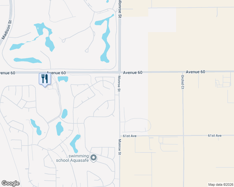 map of restaurants, bars, coffee shops, grocery stores, and more near 60328 Desert Shadows Drive in La Quinta