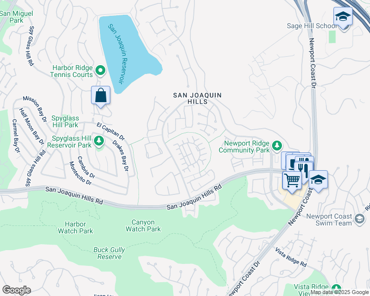 map of restaurants, bars, coffee shops, grocery stores, and more near 25 Lessay in Newport Beach