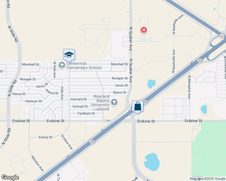 map of restaurants, bars, coffee shops, grocery stores, and more near 4416 Itasca Street in Lubbock