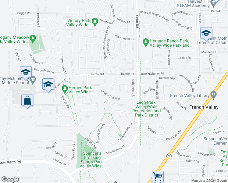 map of restaurants, bars, coffee shops, grocery stores, and more near 35132 Indian Grass Drive in Murrieta