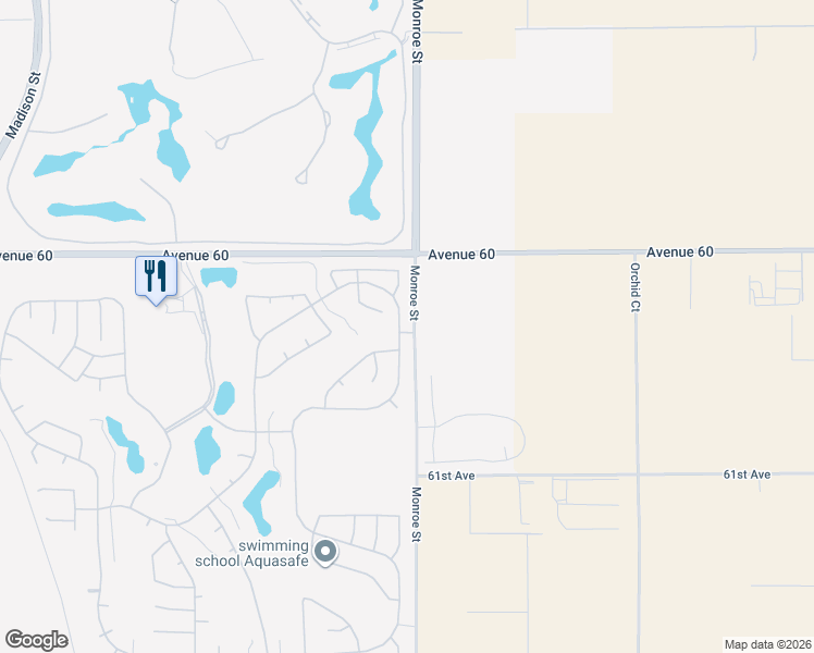 map of restaurants, bars, coffee shops, grocery stores, and more near 60328 Desert Shadows Drive in La Quinta
