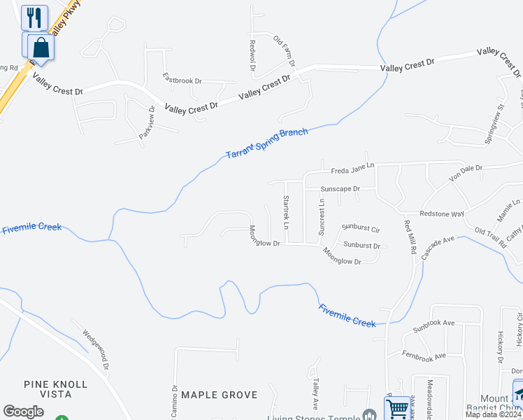 map of restaurants, bars, coffee shops, grocery stores, and more near 1116 Moonglow Circle in Birmingham